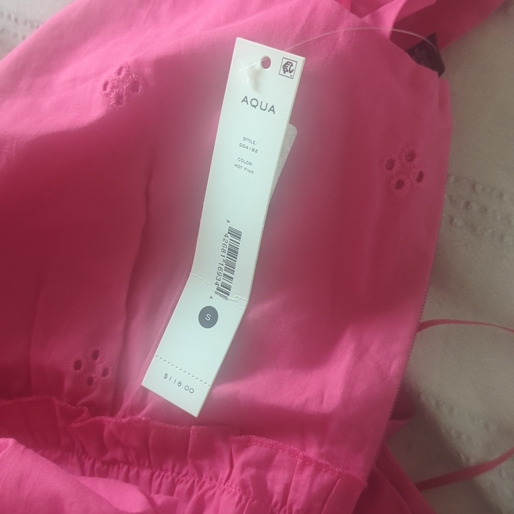 Aqua Eyelet Hot Pink  Dress - Picture 3 of 3
